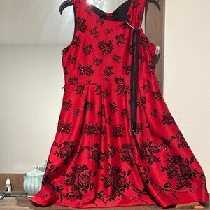 Knitworks Red and Black Floral Top